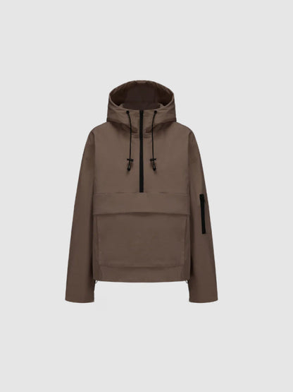 Fleece-lined Waterproof Raincoat Hoodie With Kangaroo Pocket
