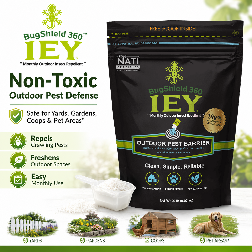 𝐎𝐟𝐟𝐢𝐜𝐢𝐚𝐥 𝐁𝐫𝐚𝐧𝐝 𝐒𝐭𝐨𝐫𝐞 |🛡️IEY® BugShield 360 Non-Toxic Outdoor Insect Repellent Powder – Safe for Yards, Gardens, Coops & Pet Areas