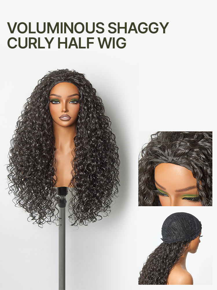 Frodio SVOZK® Blend Human Hair Shaggy Waves 3-in-1 Half Wig Ready to Wear