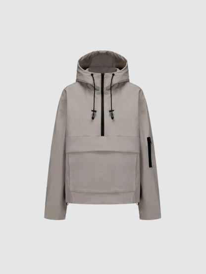 Fleece-lined Waterproof Raincoat Hoodie With Kangaroo Pocket