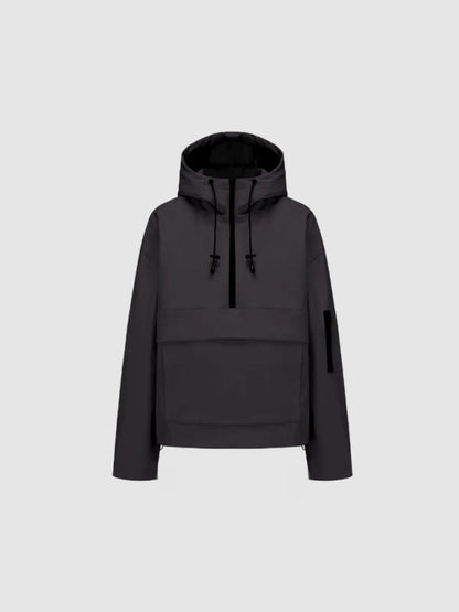 Fleece-lined Waterproof Raincoat Hoodie With Kangaroo Pocket