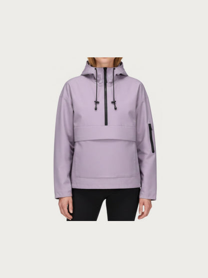 Fleece-lined Waterproof Raincoat Hoodie With Kangaroo Pocket