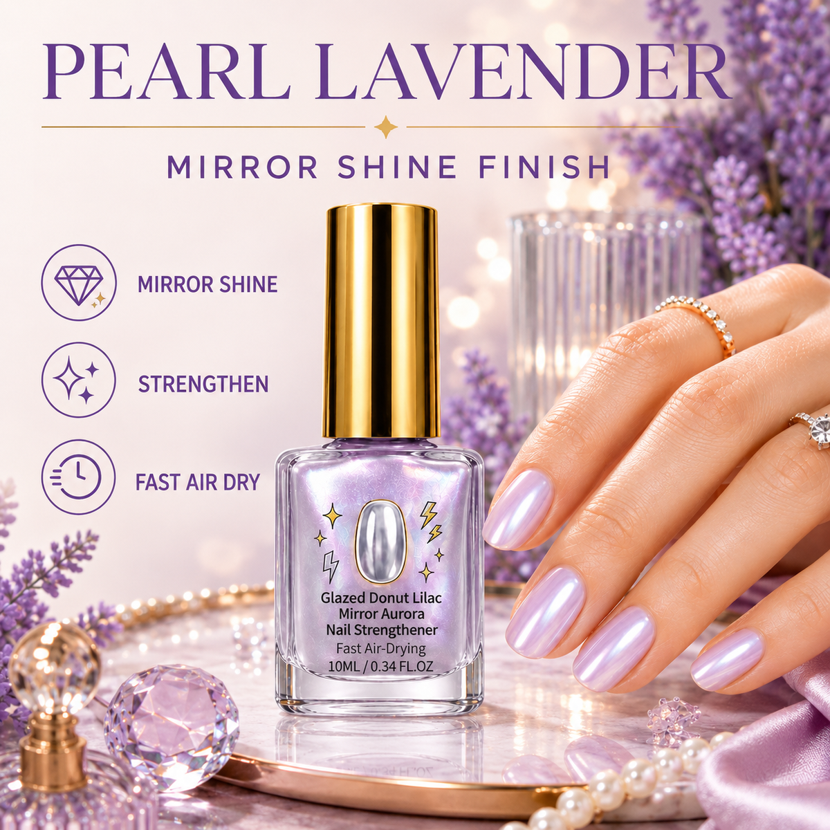 GarageLine® Lilac Glossy Mirror Nail Strengthener