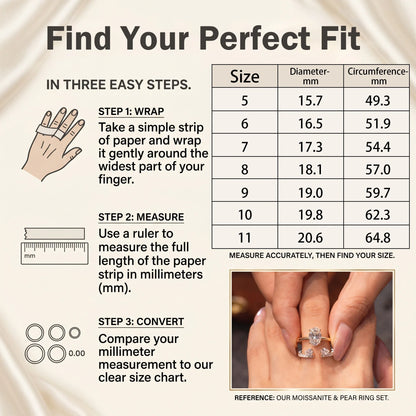 🔥 LAST DAY 90% OFF: Perfect Nesting Comfort-Fit Flawless Moissanite Oval & Pear Ring Set in 14K