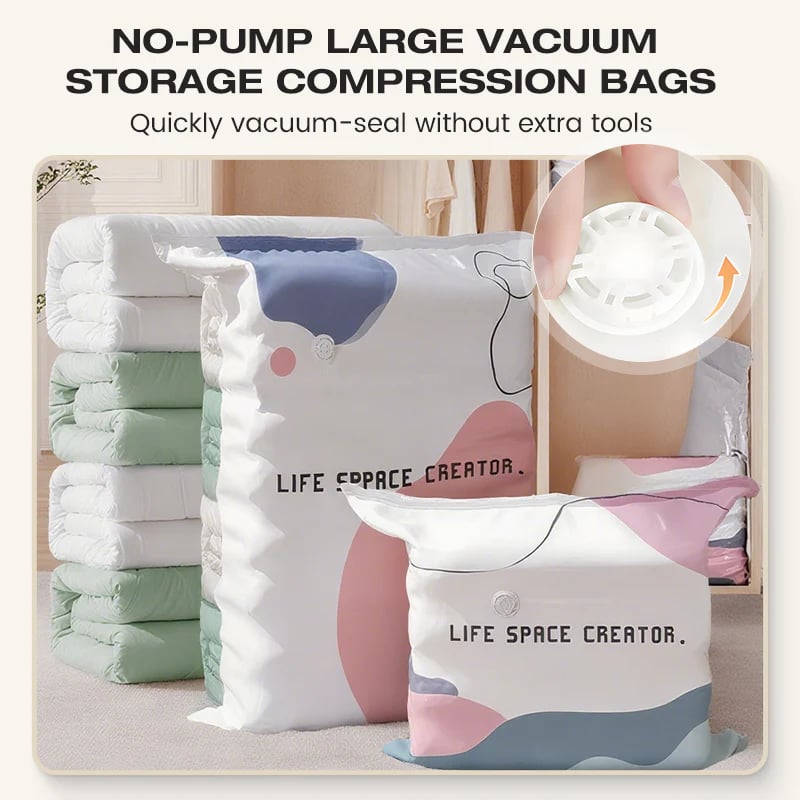 Large-capacity no-pump vacuum storage bag