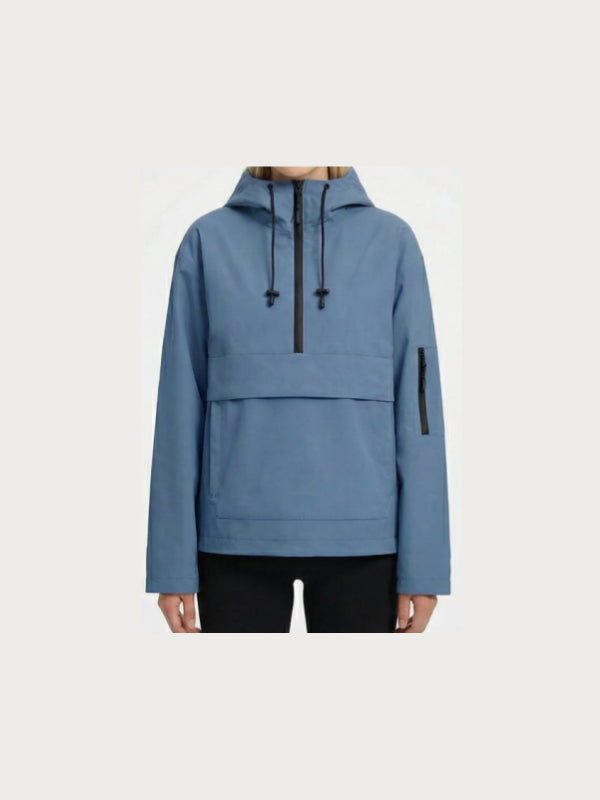 Fleece-lined Waterproof Raincoat Hoodie With Kangaroo Pocket