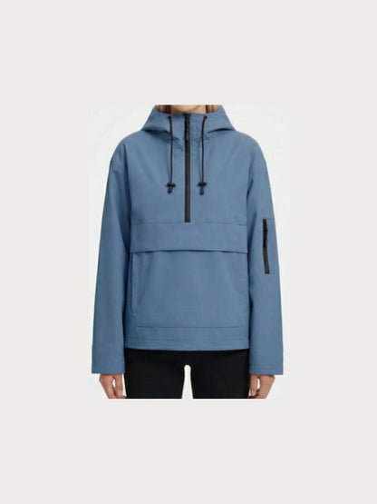 Fleece-lined Waterproof Raincoat Hoodie With Kangaroo Pocket