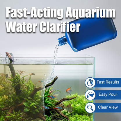 Fast-acting aquarium water clarifier bottle and box