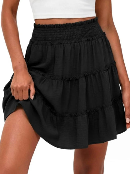 Women's Casual High-Waisted Ruffle Tiered Flowy Mini Skort - image 7