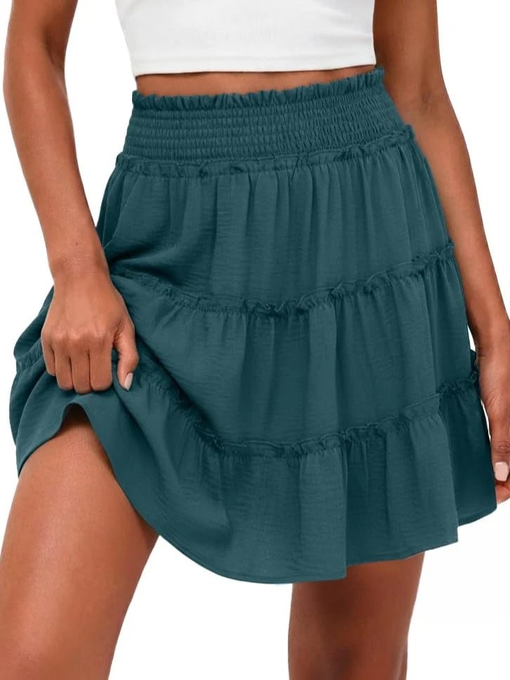 Women's Casual High-Waisted Ruffle Tiered Flowy Mini Skort - image 8
