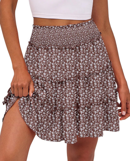 Women's Casual High-Waisted Ruffle Tiered Flowy Mini Skort - image 9