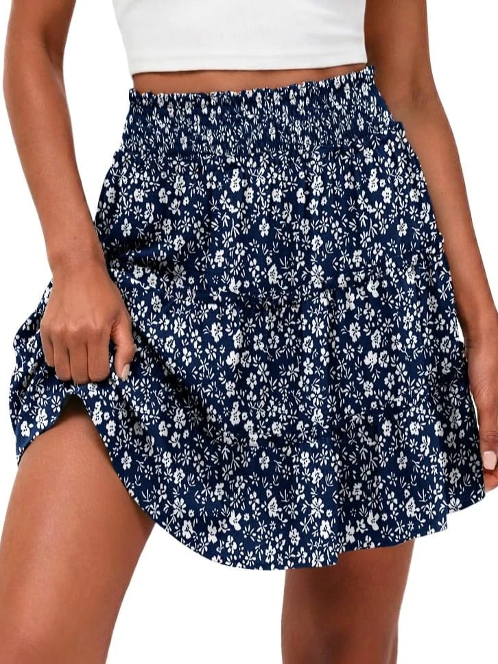 Women's Casual High-Waisted Ruffle Tiered Flowy Mini Skort - image 10