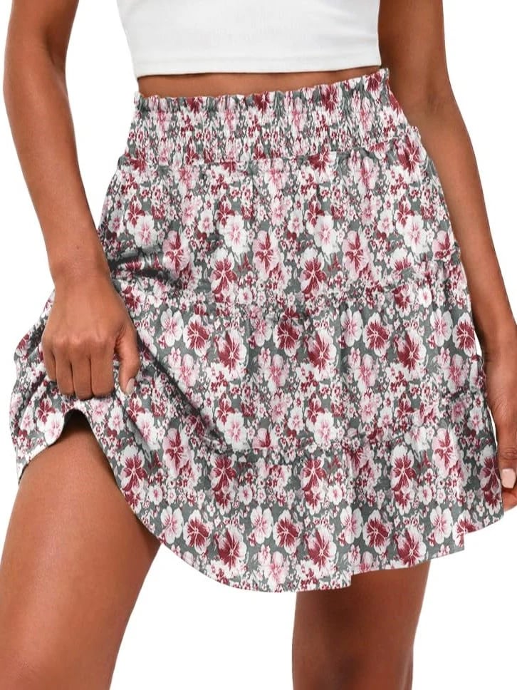 Women's Casual High-Waisted Ruffle Tiered Flowy Mini Skort - image 11