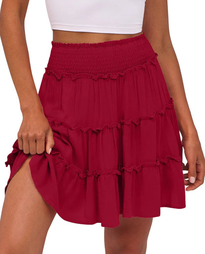 Women's Casual High-Waisted Ruffle Tiered Flowy Mini Skort - image 16