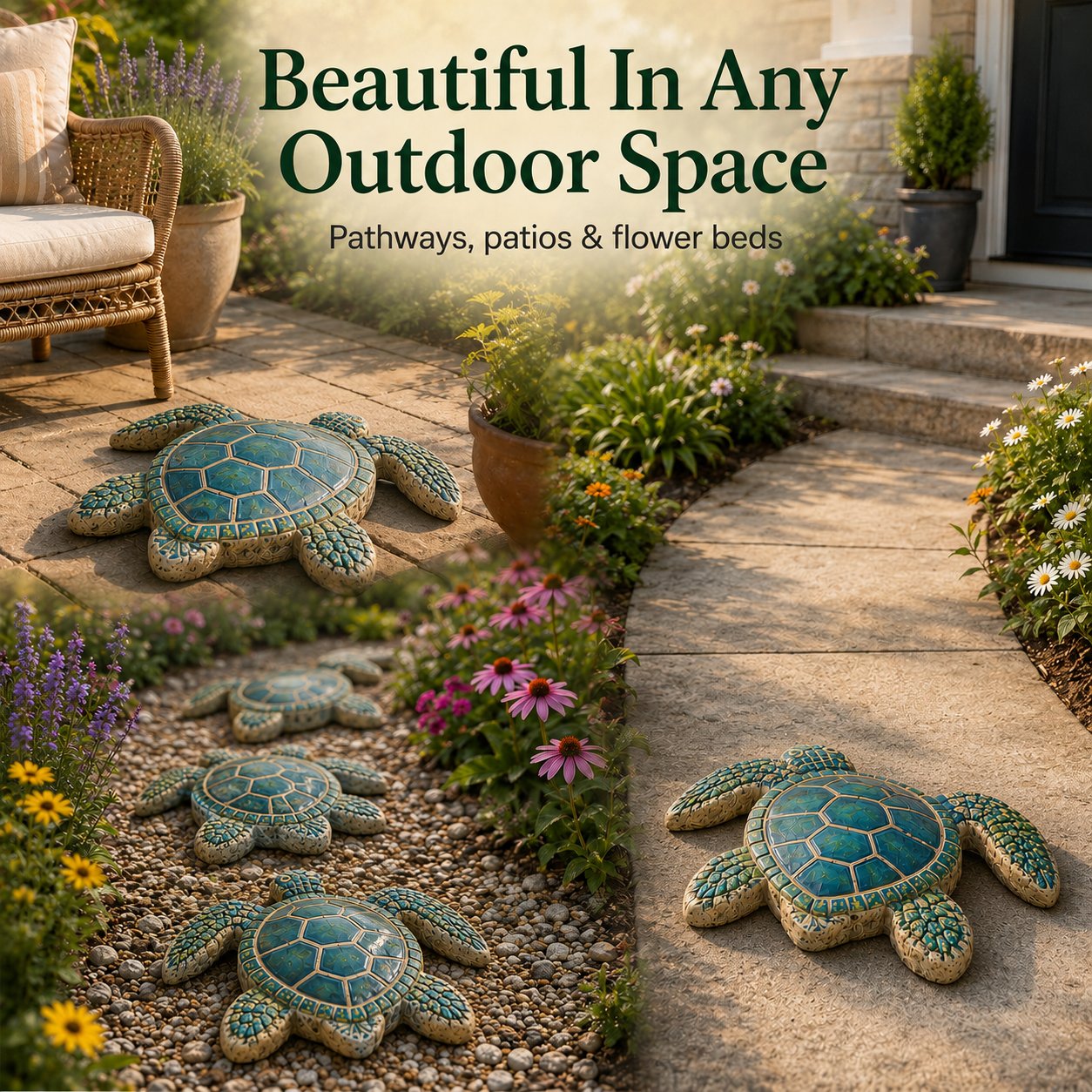 Ocean animal stepping stones in an outdoor garden