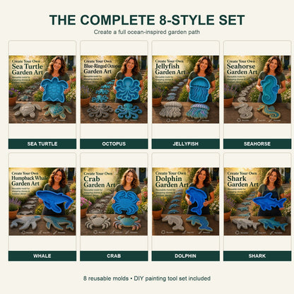 Complete set of eight reusable ocean garden art molds