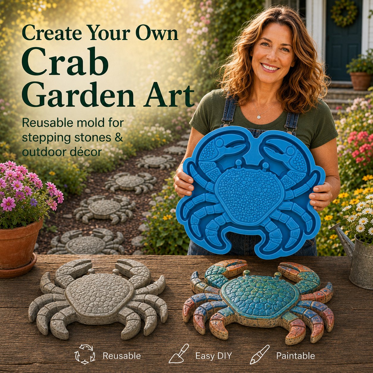 Crab reusable garden art mold