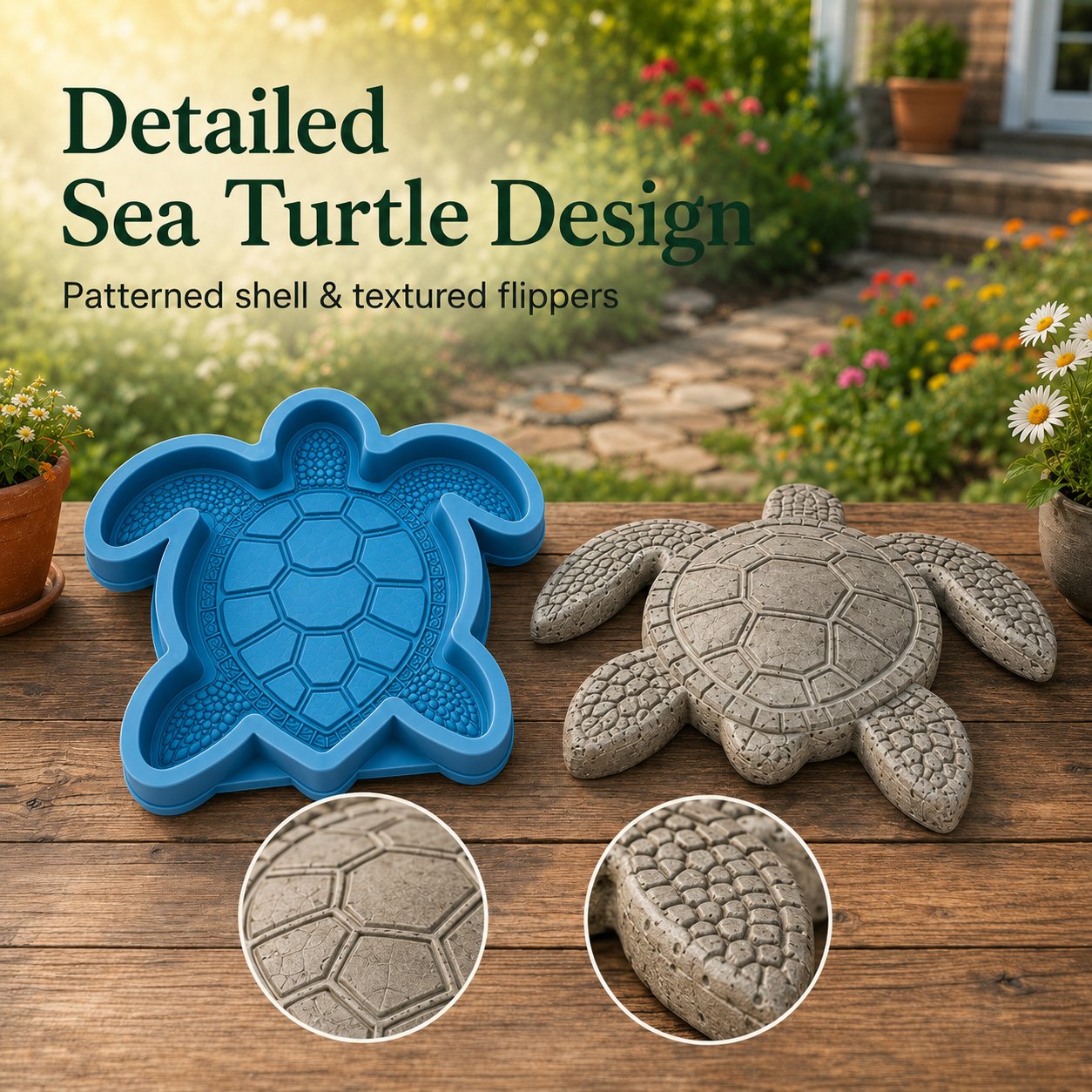 Detailed sea turtle mold and finished stone