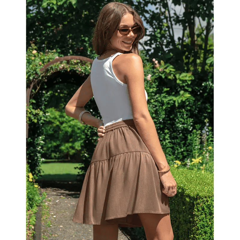 Women's High Waist Drawstring Tiered Skort - image 3