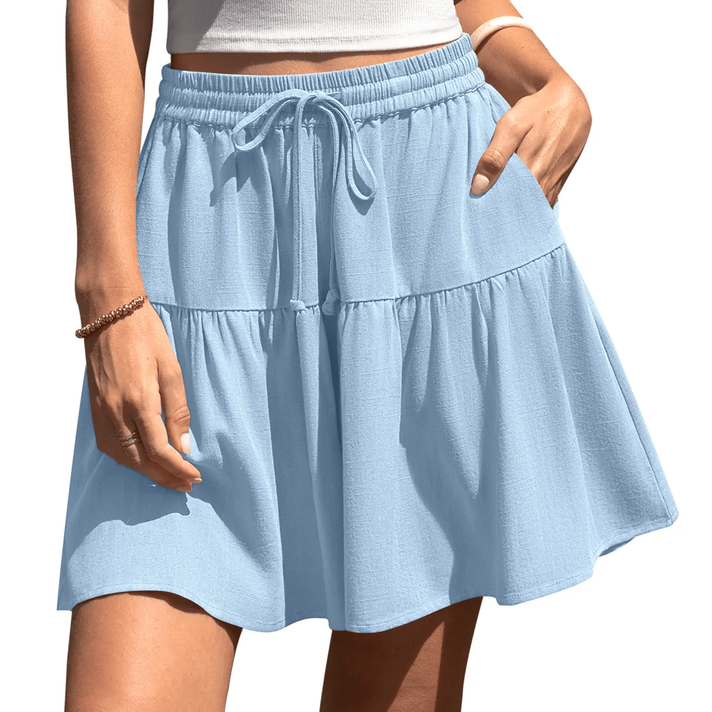Women's High Waist Drawstring Tiered Skort - image 5