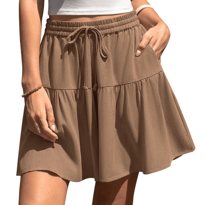 Women's High Waist Drawstring Tiered Skort - image 6
