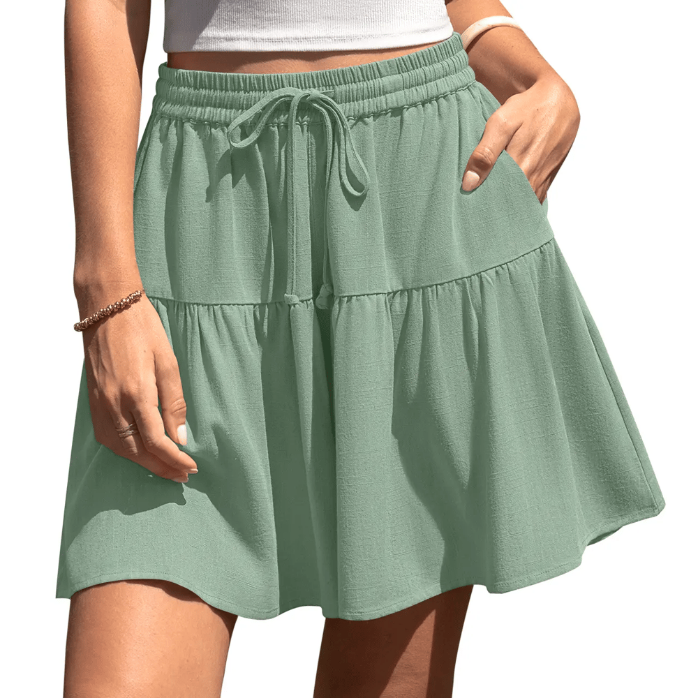 Women's High Waist Drawstring Tiered Skort - image 10